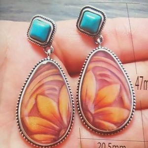 Vintage sterling silver earrings polished Stone